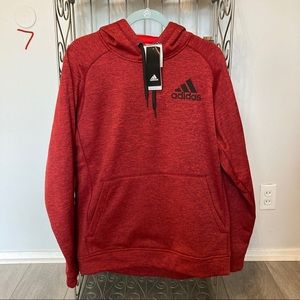 Red Adidas Hoodie with Black Logo
